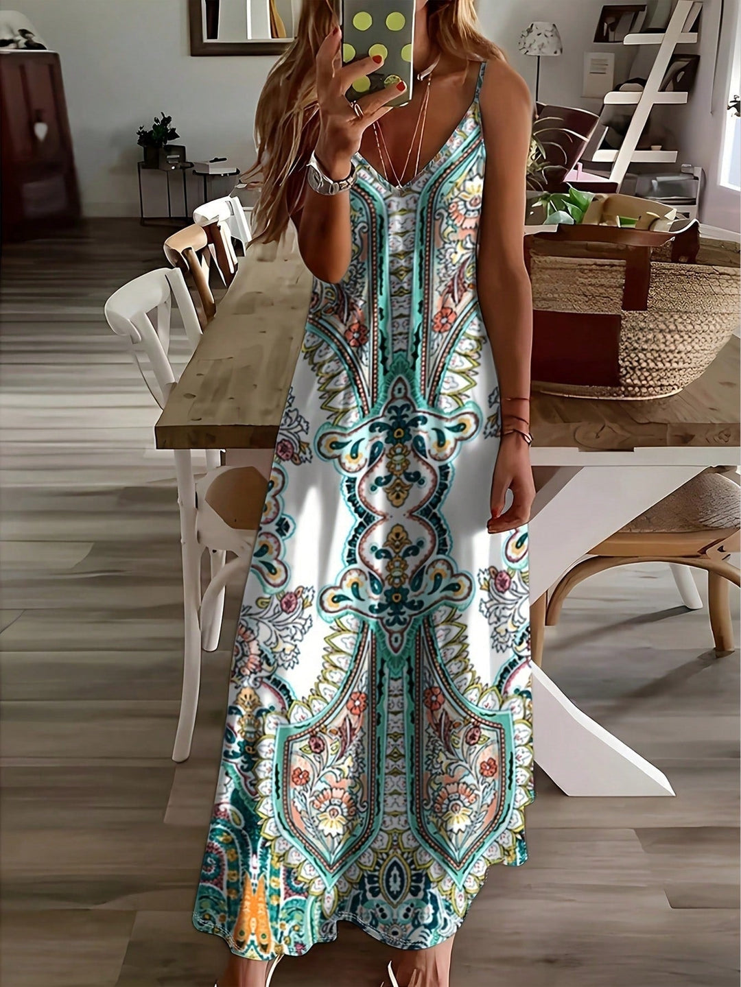 Zara | Damen Mandala Boho Maxikleid